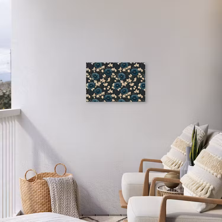 Botanisch - Bloemen - Blauw Tuinposter op houten frame 2 cm dik klein 845 -sfeer1