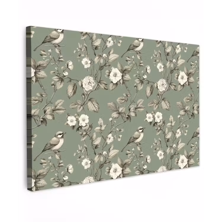Botanisch - Vogels - Groen Tuinposter op houten frame 2 cm dik klein 845 -3d