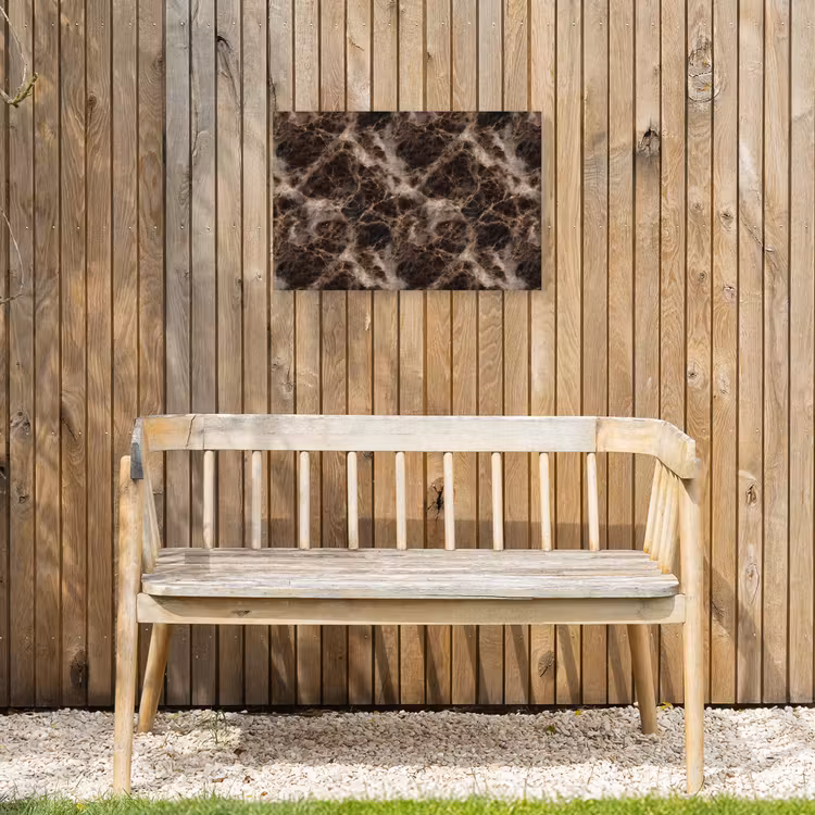 Bruin - Goud - Marmer Tuinposter op houten frame 2 cm dik klein 845 -sfeer4