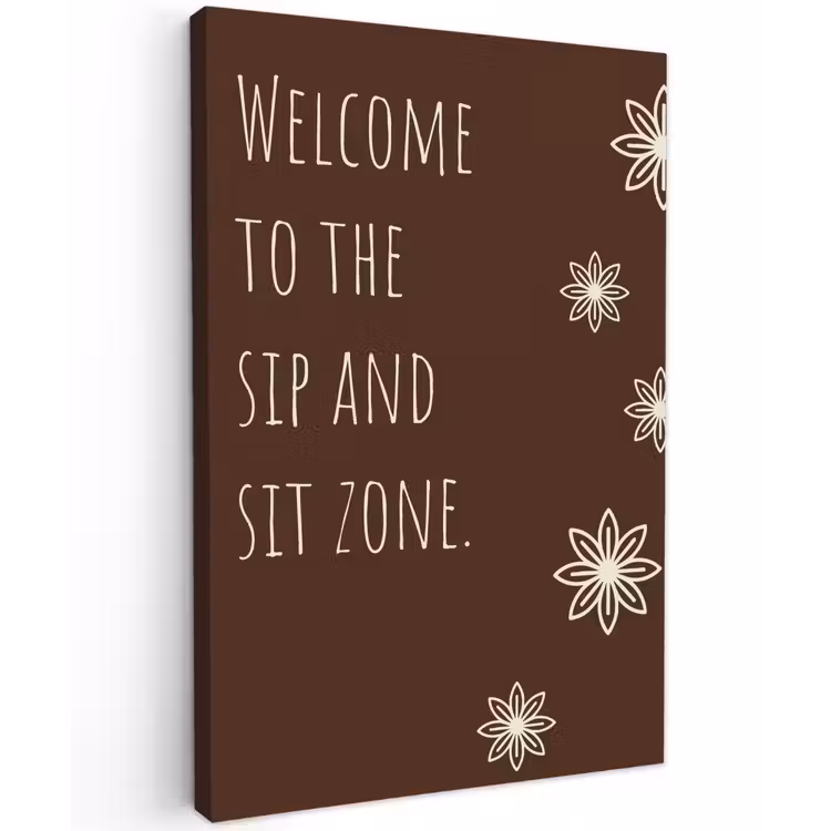 Bruin - Quote - Bloemen - Zomer Tuinposter op houten frame 2 cm dik klein -3d