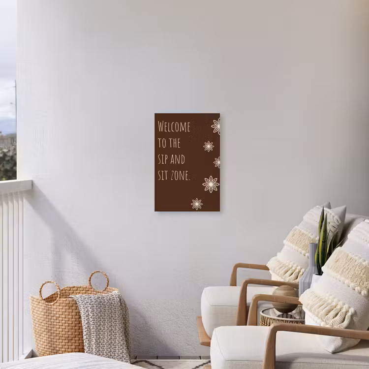Bruin - Quote - Bloemen - Zomer Tuinposter op houten frame 2 cm dik klein -sfeer1