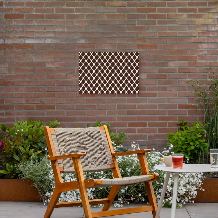 Bruin - Ruitpatroon - Geometrisch Tuinposter op houten frame 2 cm dik klein 845 -sfeer3