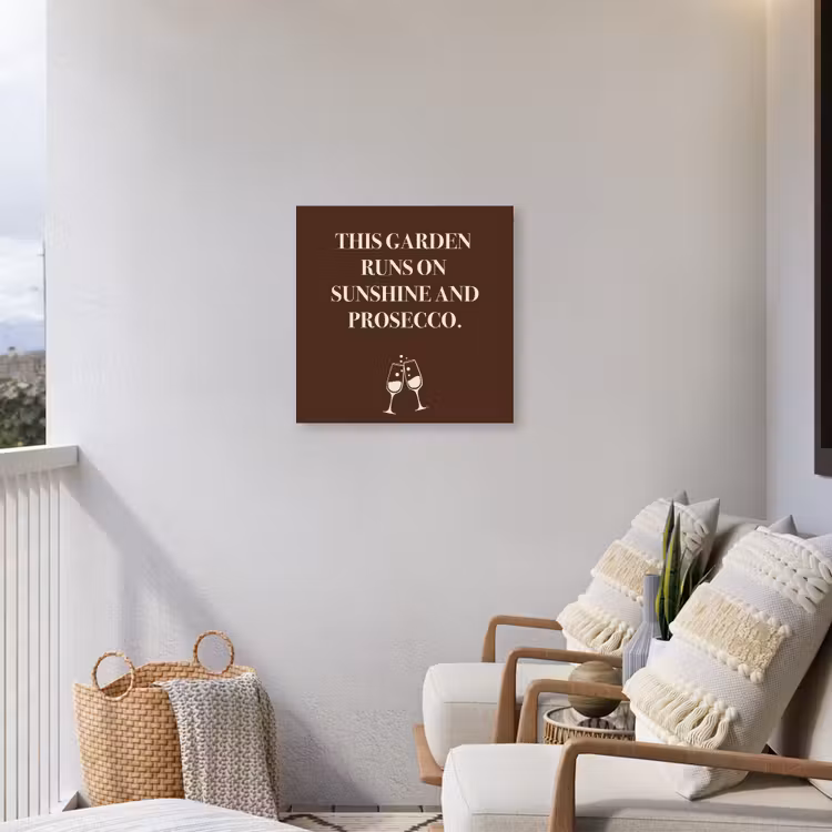 Bruin - Zomer - Quote - Drinken Tuinposter op houten frame 2 cm dik middel -sfeer1
