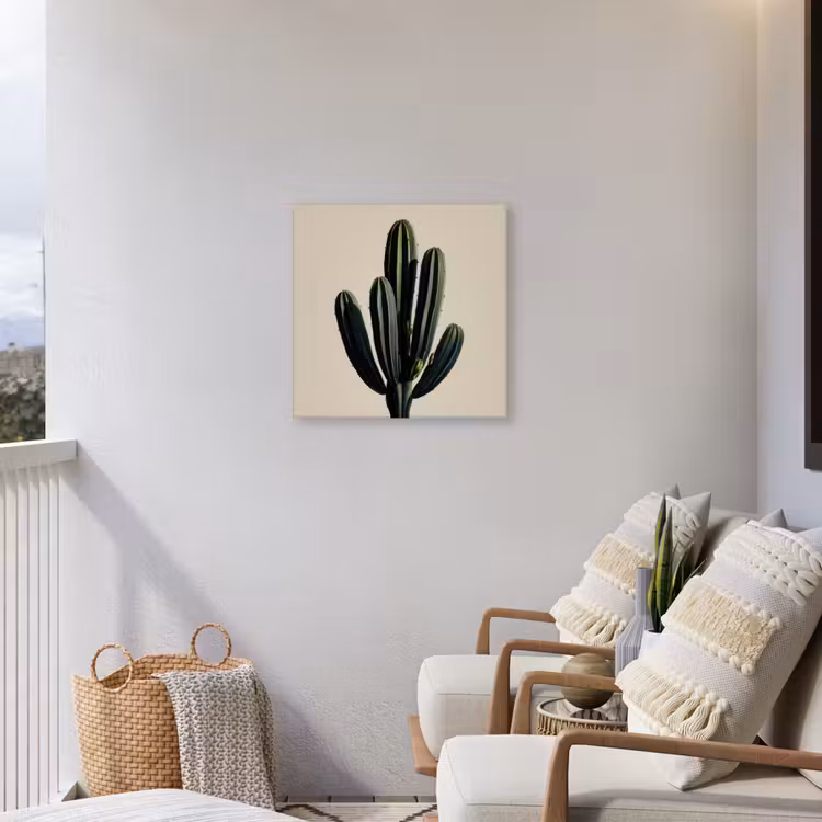 Cactus - Subtiel - Groen Tuinposter op houten frame 2 cm dik middel -sfeer1