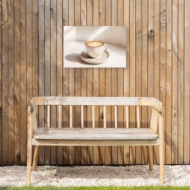 Cappuccino - Schuim - Schotel - Beige Tuinposter op houten frame 2 cm dik klein -sfeer4
