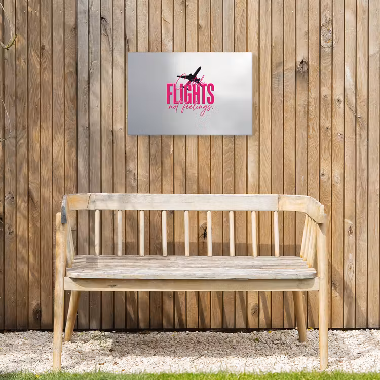 Catch flights not feelings - Vliegtuig - Roze Tuinposter op houten frame 2 cm dik klein -sfeer4