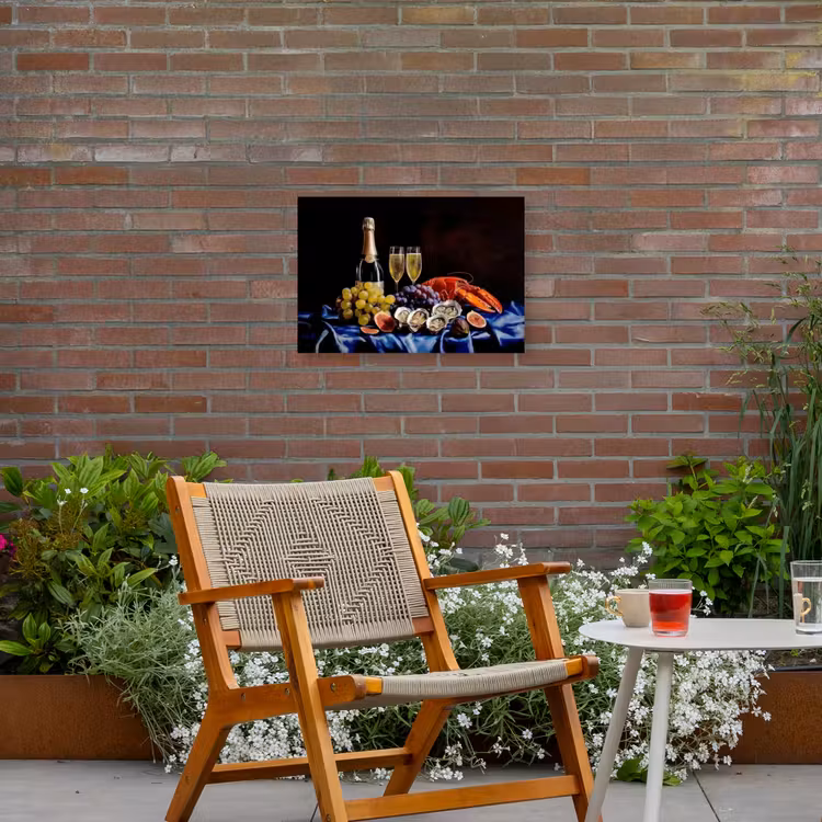 Champagne - Luxe - Oesters Tuinposter op houten frame 2 cm dik klein -sfeer3