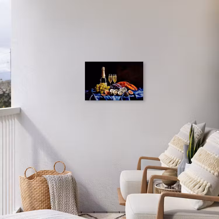 Champagne - Luxe - Oesters Tuinposter op houten frame 2 cm dik klein -sfeer1