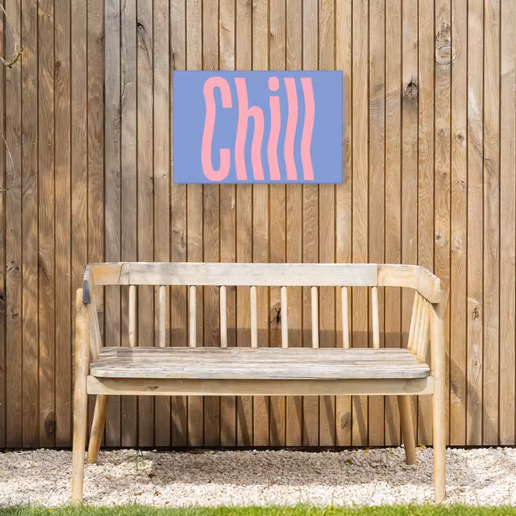 Chill - Roze - Blauw - Golvend Tuinposter op houten frame 2 cm dik klein -sfeer4