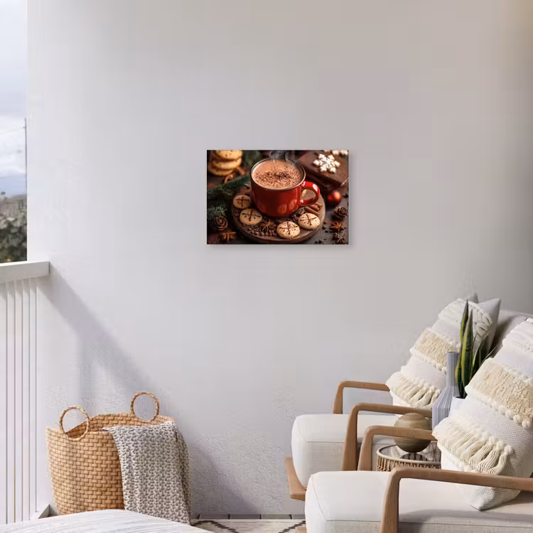 Chocolademelk - Mok - Winter - Kerst - Gezelligheid Tuinposter op houten frame 2 cm dik klein -sfeer1