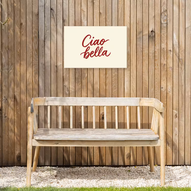 Ciao bella - Rood - Wit - Minimalistisch Tuinposter op houten frame 2 cm dik klein -sfeer4