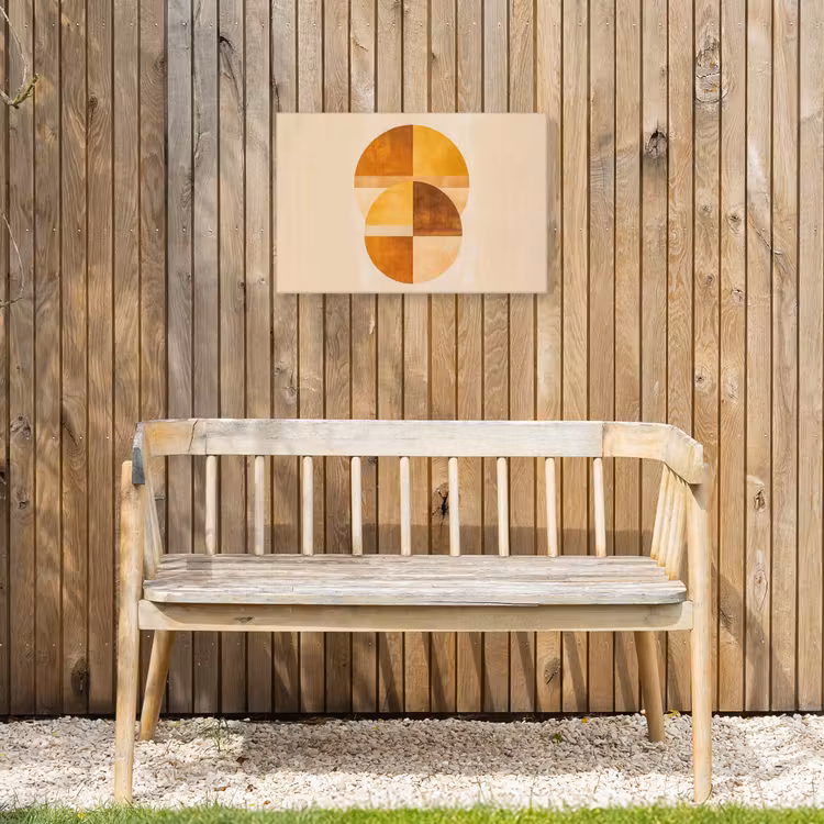 Cirkels - Geel - Minimalistisch Tuinposter op houten frame 2 cm dik klein -sfeer4