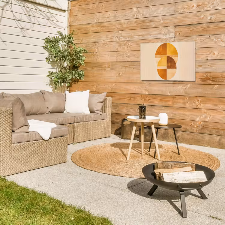 Cirkels - Geel - Minimalistisch Tuinposter op houten frame 2 cm dik klein -sfeer2