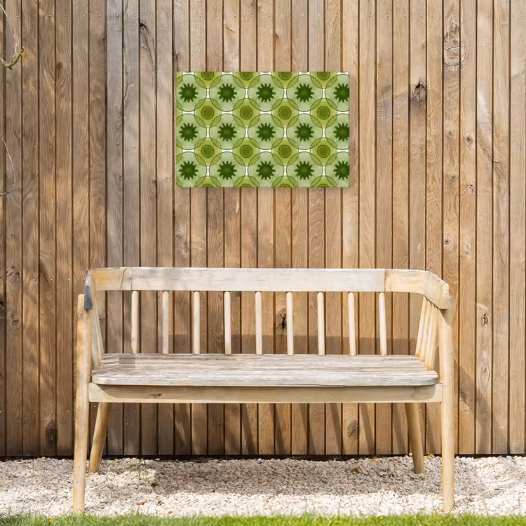 Cirkels - Patroon - Groen Tuinposter op houten frame 2 cm dik klein 845 -sfeer4