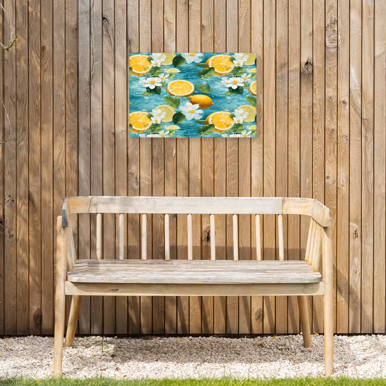 Citroen - Bloemen - Bruisend - Water Tuinposter op houten frame 2 cm dik klein 845 -sfeer4