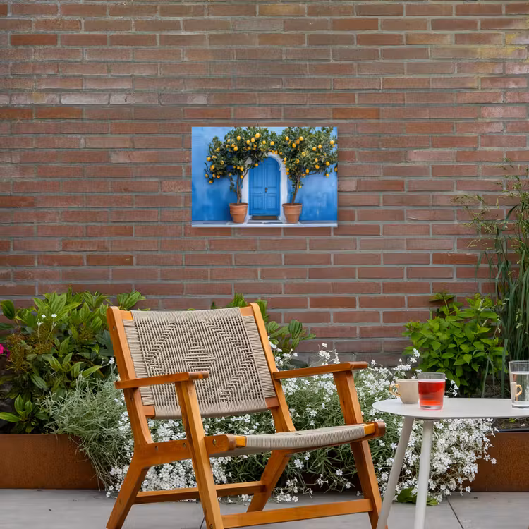 Citroenbomen - Geel - Deur - Potten Tuinposter op houten frame 2 cm dik klein -sfeer3