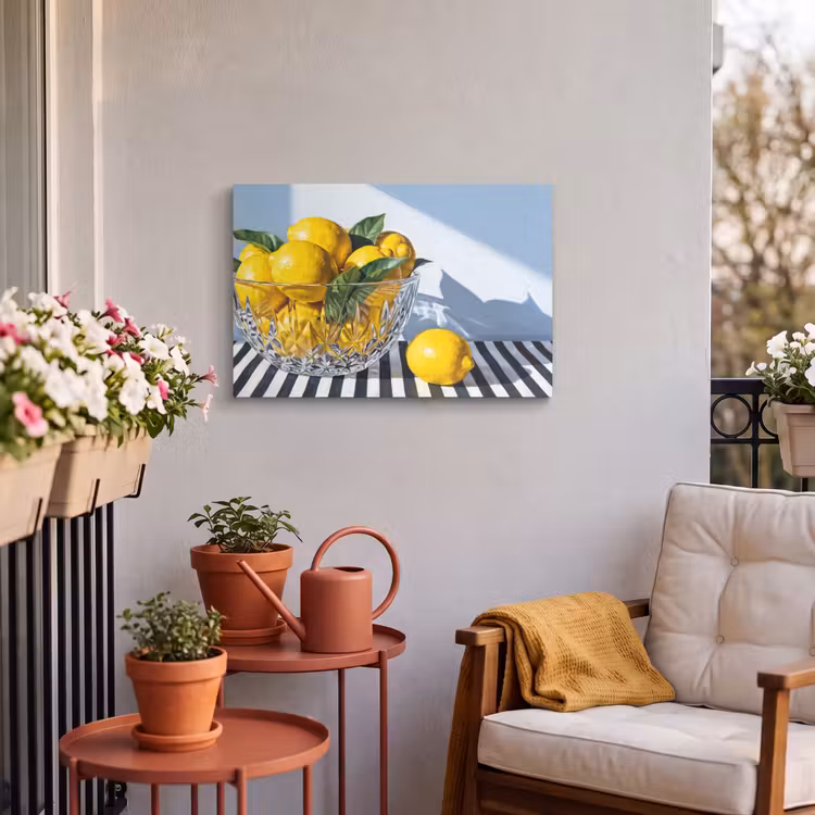Buiten canvas - Citroenen - Fruit - Geel - Citroenen - Fruit - Geel Tuinposter op houten frame 2 cm dik klein