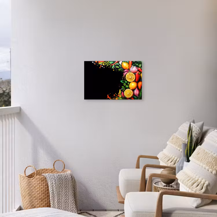 Citroenen - Peper - Kruiden - Graffiti - Verf - Abstract Tuinposter op houten frame 2 cm dik klein -sfeer1