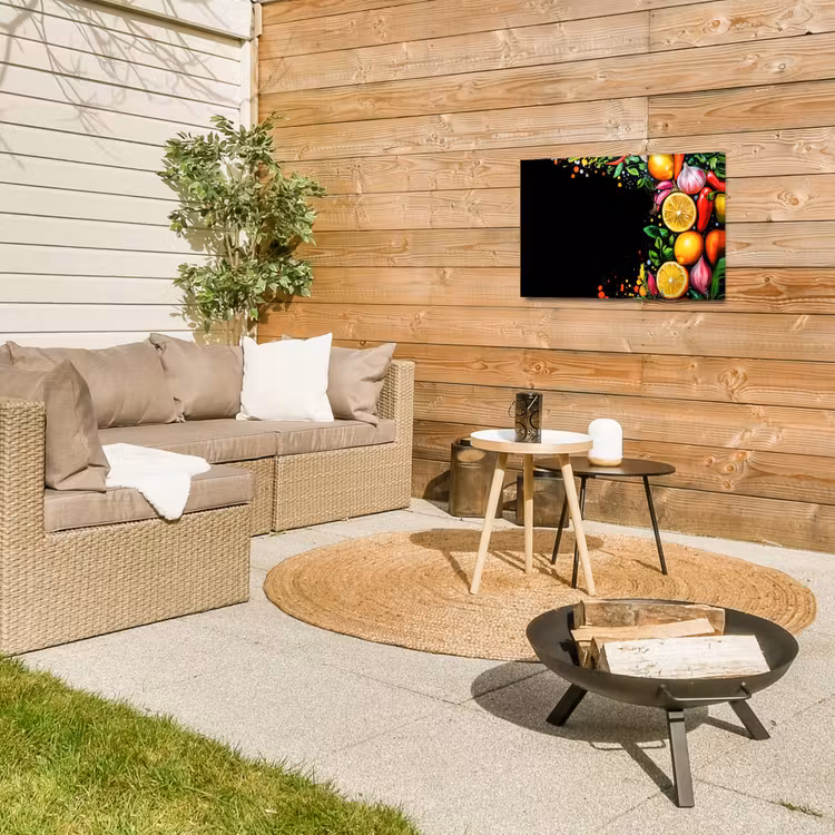 Citroenen - Peper - Kruiden - Graffiti - Verf - Abstract Tuinposter op houten frame 2 cm dik klein -sfeer2