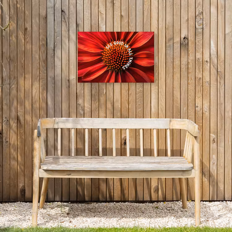 Close up - Bloem - Quote - Rood Tuinposter op houten frame 2 cm dik klein -sfeer4