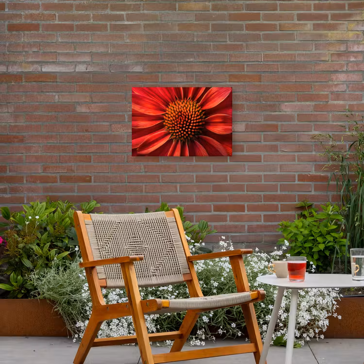 Close up - Bloem- Rood Tuinposter op houten frame 2 cm dik klein -sfeer3