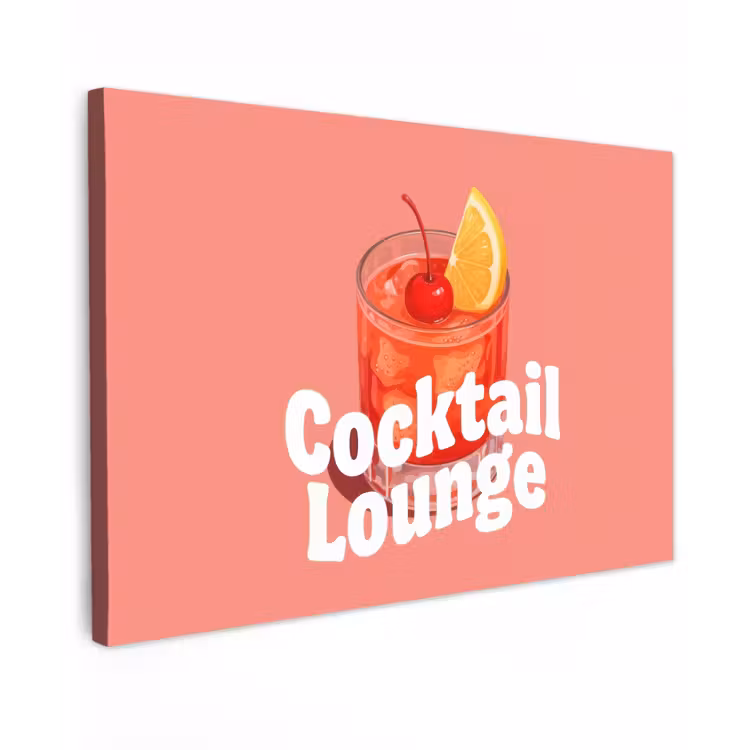Cocktail Lounge - Glas - Koraal Tuinposter op houten frame 2 cm dik klein -3d