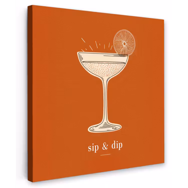 Cocktail - Oranje - Zomer - Quote Tuinposter op houten frame 2 cm dik middel -3d