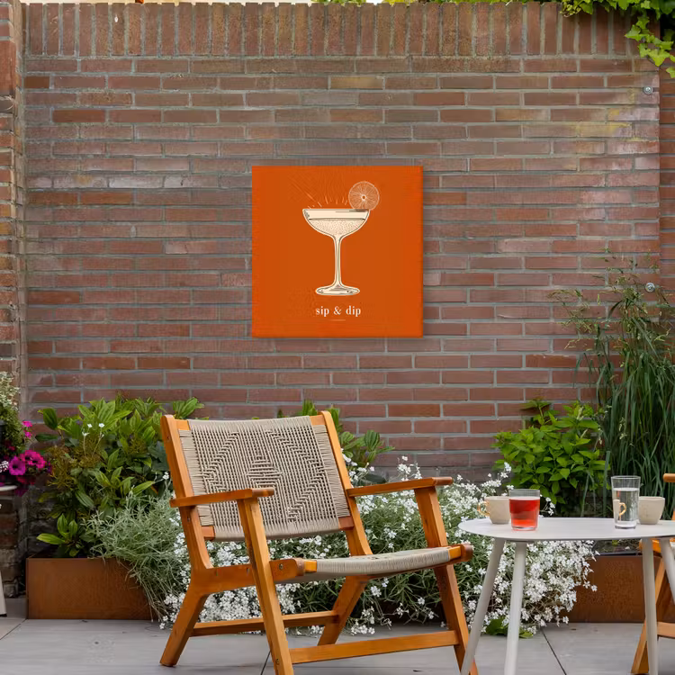 Cocktail - Oranje - Zomer - Quote Tuinposter op houten frame 2 cm dik middel -sfeer3