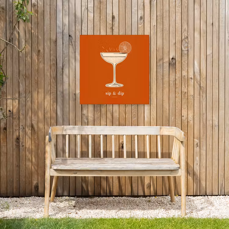 Cocktail - Oranje - Zomer - Quote Tuinposter op houten frame 2 cm dik middel -sfeer4