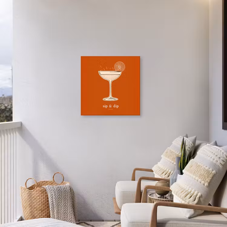 Cocktail - Oranje - Zomer - Quote Tuinposter op houten frame 2 cm dik middel -sfeer1