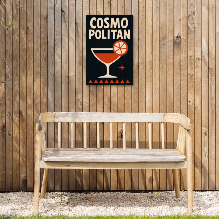 Cocktail - Zwart - Illustratie Tuinposter op houten frame 2 cm dik klein -sfeer4