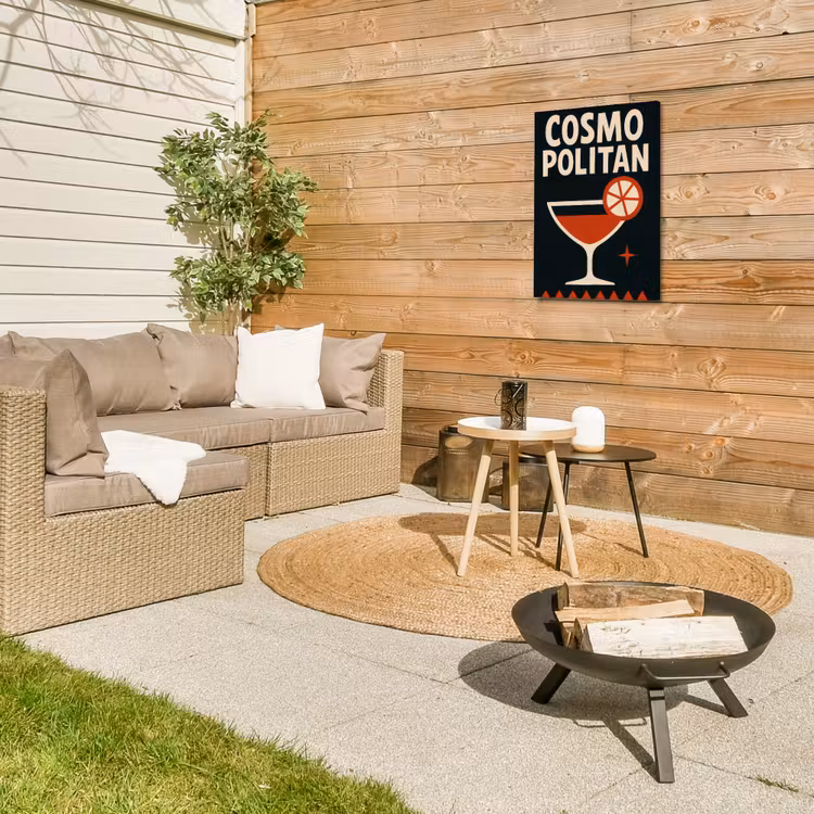 Cocktail - Zwart - Illustratie Tuinposter op houten frame 2 cm dik klein -sfeer2