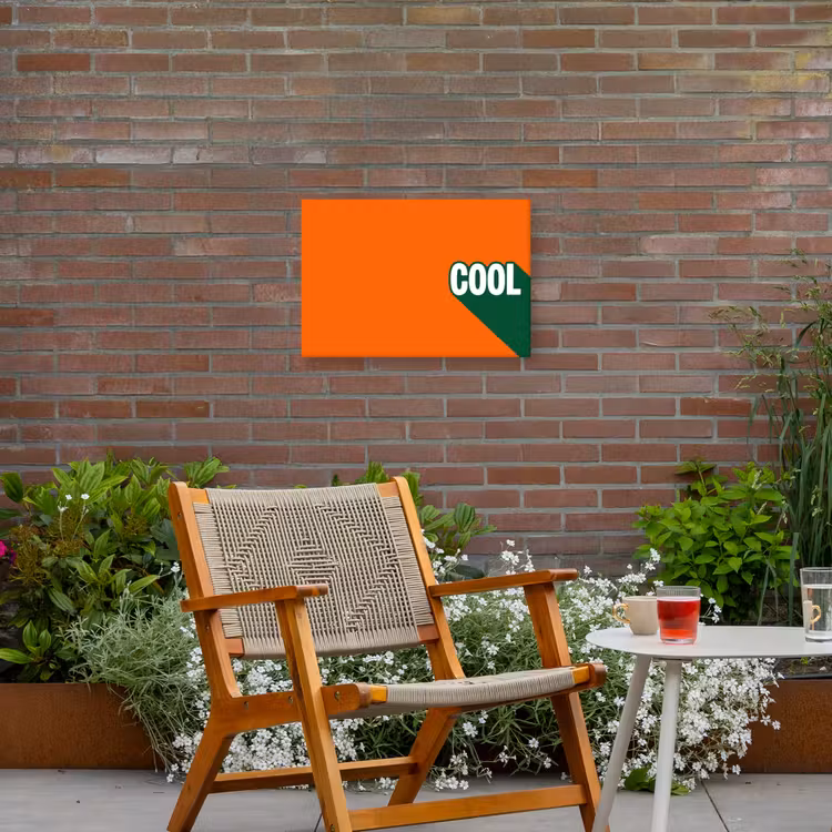 Cool - Oranje - Groen Tuinposter op houten frame 2 cm dik klein -sfeer3