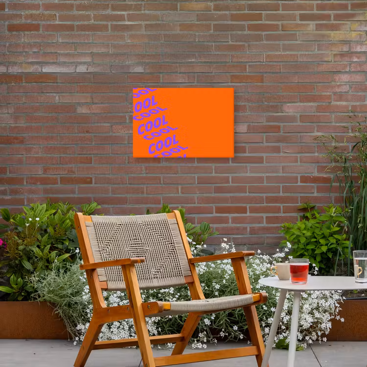 Cool - Paars - Oranje Tuinposter op houten frame 2 cm dik klein -sfeer3