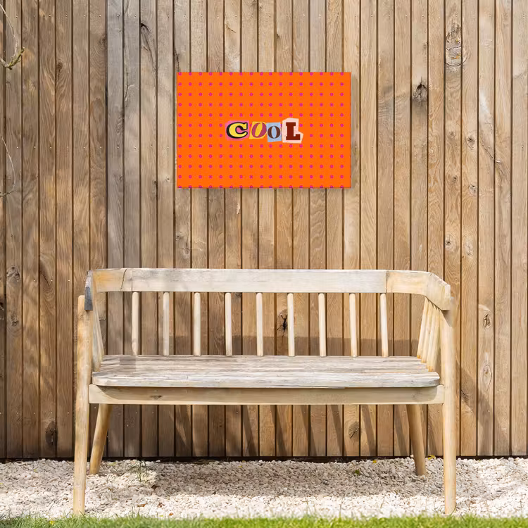 Cool - Stippen - Oranje Tuinposter op houten frame 2 cm dik klein -sfeer4