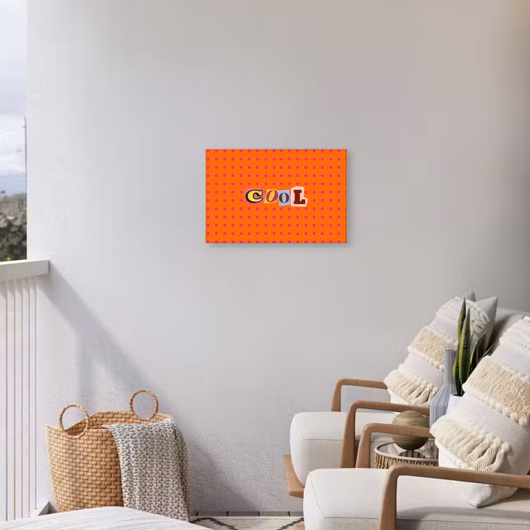 Cool - Stippen - Oranje Tuinposter op houten frame 2 cm dik klein -sfeer1