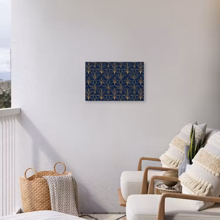 Deco - Waaier - Blauw Tuinposter op houten frame 2 cm dik klein 845 -sfeer1