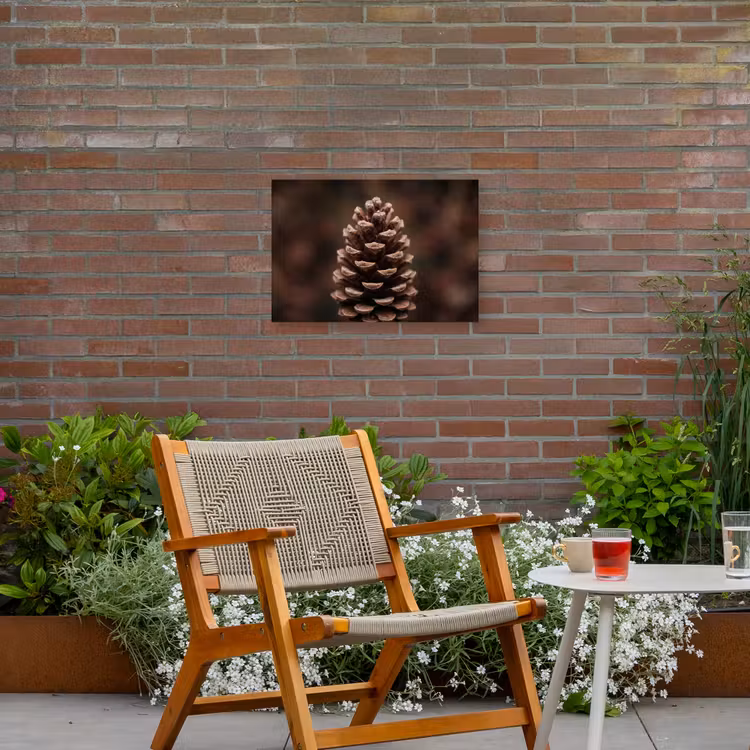 Dennenappel - Bos - Herfst - Bruin - Sfeervol Tuinposter op houten frame 2 cm dik klein -sfeer3