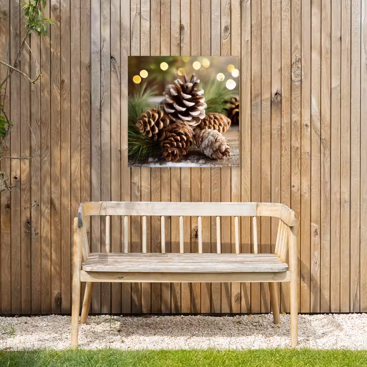 Dennenappels - Kerstsfeer - Bruin - Groen Tuinposter op houten frame 2 cm dik middel -sfeer4