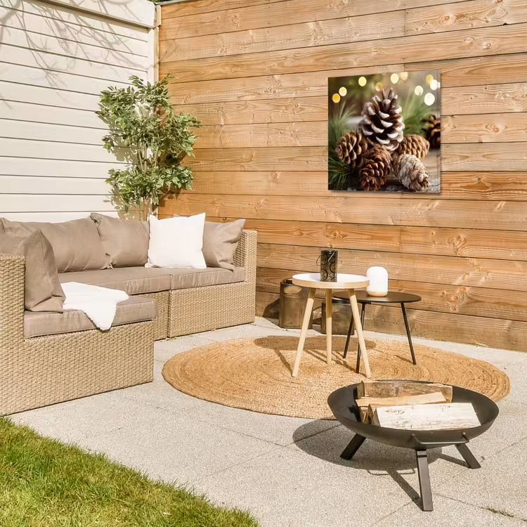 Dennenappels - Kerstsfeer - Bruin - Groen Tuinposter op houten frame 2 cm dik middel -sfeer2