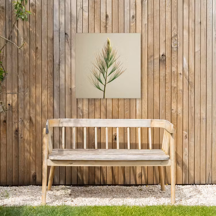Dennentak - Naaldvormige bladeren - Lichtgroen Tuinposter op houten frame 2 cm dik middel -sfeer4