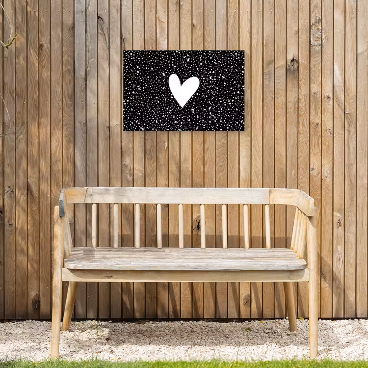 Design - Liefde - Hartje Tuinposter op houten frame 2 cm dik klein -sfeer4