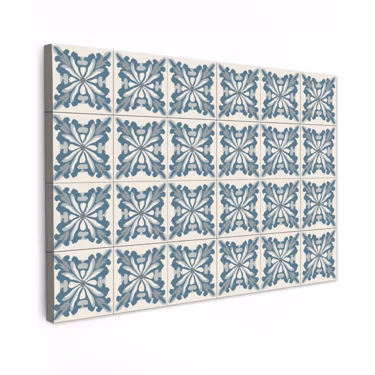 Dessin - Tegel - Blauw Tuinposter op houten frame 2 cm dik klein 845 -3d