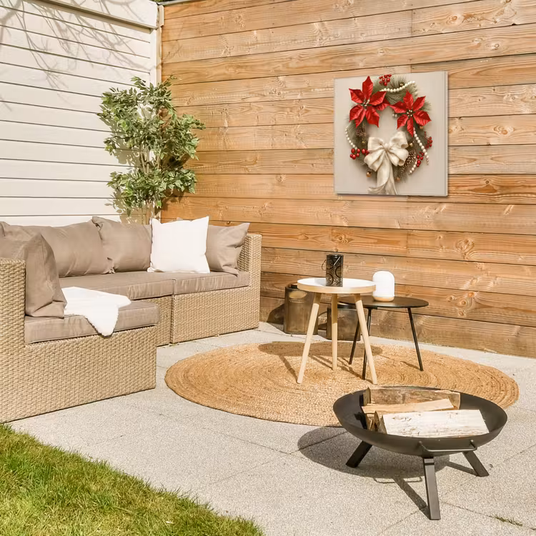 Deurkrans - Strik - Kerst - Rood - Groen Tuinposter op houten frame 2 cm dik middel -sfeer2