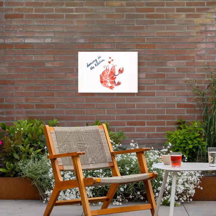 Dier - Dans - Liefde - Waterverf - Rood Tuinposter op houten frame 2 cm dik klein -sfeer3
