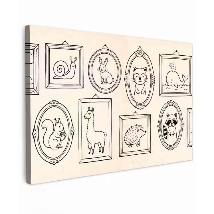 Dieren - Illustratie - Lijsten - Galerij - Speels Tuinposter op houten frame 2 cm dik klein -3d