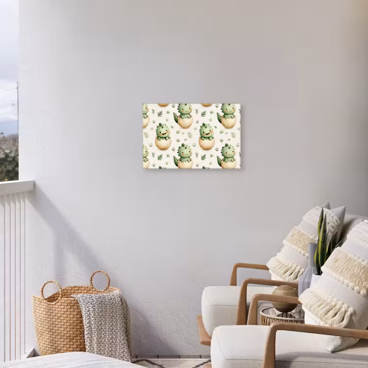 Dino - Eieren - Groen Tuinposter op houten frame 2 cm dik klein 845 -sfeer1