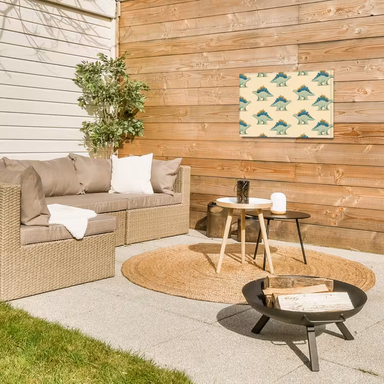 Dino - Patroon - Groen Tuinposter op houten frame 2 cm dik klein 845 -sfeer2