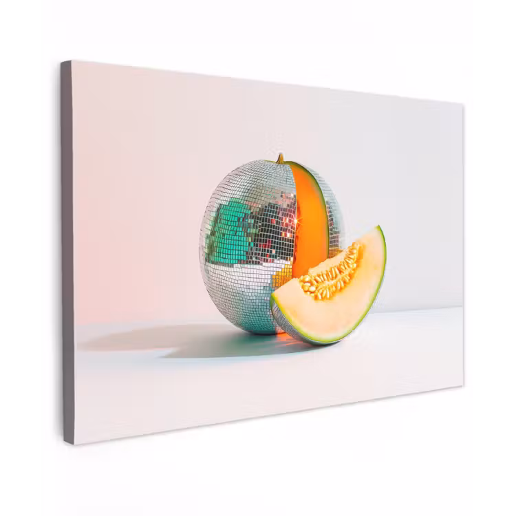 Disco - Discobal - Meloen - Pastel Tuinposter op houten frame 2 cm dik klein -3d