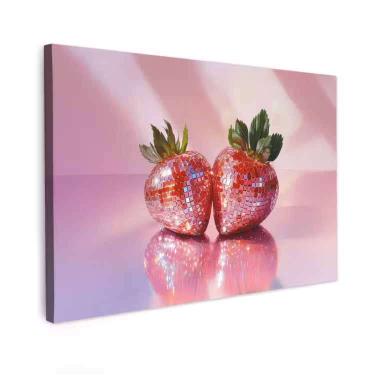Disco - Fruit - Glitter - Strawberry Tuinposter op houten frame 2 cm dik klein -3d